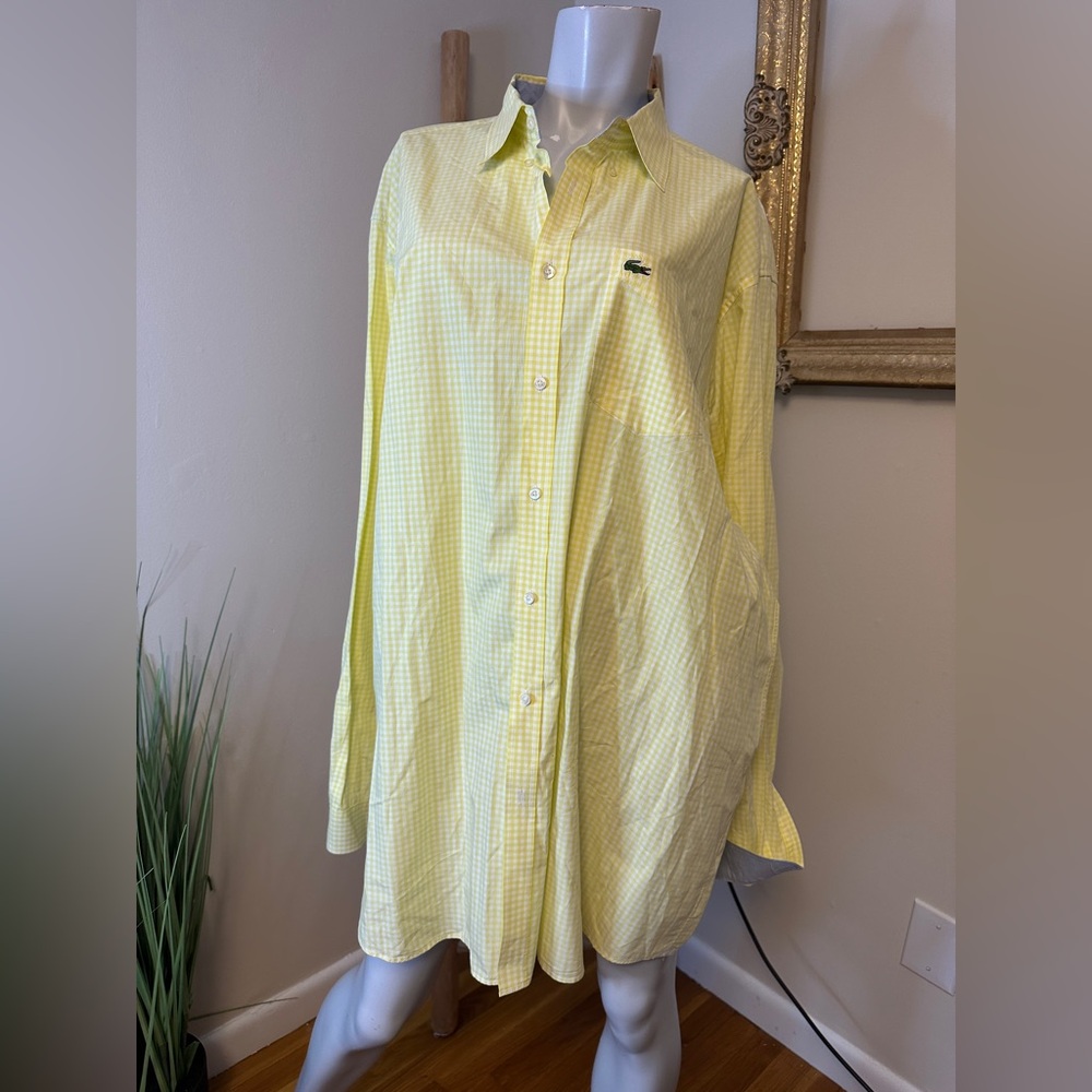 Lacoste Yellow Checkered Casual Button Down Shirt